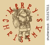 Retro Christmas Label. Santa...