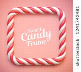 Candy Cane Frame On Polka Dot...