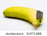 Padlocked Banana On A White...