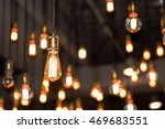 Vintage style light bulbs hanging from the ceiling