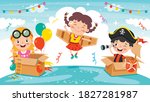 happy kids playing with... | Shutterstock .eps vector #1827281987