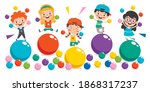 funny kid playing with colorful ... | Shutterstock .eps vector #1868317237