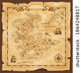 old map  vector worn parchment... | Shutterstock .eps vector #1864248817