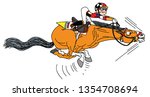 Cartoon Race Horse With Jockey...