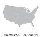 grey vector map of united... | Shutterstock .eps vector #307300394