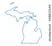 blue abstract outline of Michigan map