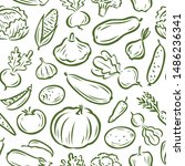 vegetables seamless background  ... | Shutterstock .eps vector #1486236341