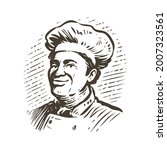 portrait of chef in hat.... | Shutterstock .eps vector #2007323561