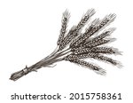 bunch of wheat ears in vintage... | Shutterstock .eps vector #2015758361