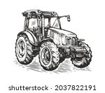 agricultural tractor sketch.... | Shutterstock .eps vector #2037822191