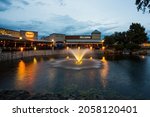 Small photo of Plano, Texas, USA - September 30th, 2021: Busy popular places to eat in twilight