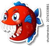 Angry Piranha Fish Cartoon...
