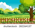 scene of the garden with field... | Shutterstock .eps vector #282264137