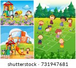 happy kids playing in... | Shutterstock .eps vector #731947681