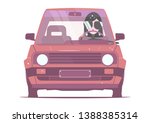 a girl in a car from the... | Shutterstock .eps vector #1388385314