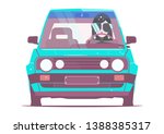 a girl in a car from the... | Shutterstock .eps vector #1388385317