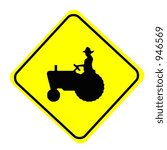 Tractor Crossing Sign Isolated...