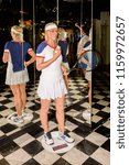 Small photo of PRAGUE, CZECH REPUBLIC - AUG 6, 2018: Martina Navratilova, Czechoslovakian tennis player, Grevin wax museum in Prague.