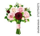 vector bouquet of pink ... | Shutterstock .eps vector #1712754271