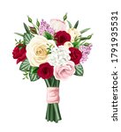 vector bouquet of red  pink and ... | Shutterstock .eps vector #1791935531