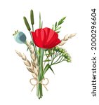 vector bouquet of red poppy... | Shutterstock .eps vector #2000296604