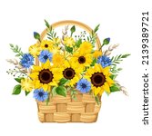 Basket With Blue And Yellow...