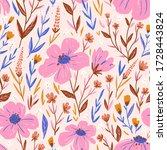 cute floral seamless pattern in ... | Shutterstock . vector #1728443824