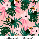 Floral Background With Tropical ...