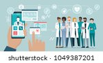 user video calling a doctor... | Shutterstock .eps vector #1049387201