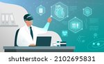 doctor sitting at desk and... | Shutterstock .eps vector #2102695831