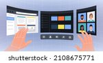 virtual desktop screens with... | Shutterstock .eps vector #2108675771