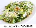 A Plated Caesar Salad.