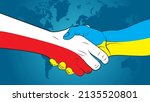 Ukraine and Poland make an arrangement. Handshake Ukraine and Poland. Ukraine–Poland relations. 