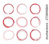 red hand drawn circles  vector | Shutterstock .eps vector #272840864