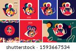 happy new year 2020 vector logo ... | Shutterstock .eps vector #1593667534
