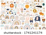 abstract doodles. baby animals... | Shutterstock .eps vector #1741241174