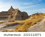 Small photo of Wall of Rock Formations on The Notch Trail, Badlands National Park, South Dakota, USA