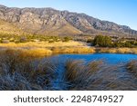 Small Pond and Mountains Near The Historic Frijole Ranch, Guadalupe National Park, Texas, USA