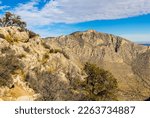 Limestone Escarpment  With Hunter Peak On The Guadalupe Peak Trail, Guadalupe Mountains National Park, Texas, USA