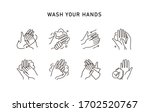 hand hygiene line icon set.... | Shutterstock .eps vector #1702520767