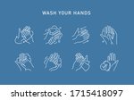 hand hygiene line icon set.... | Shutterstock .eps vector #1715418097