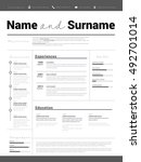 resume minimalist cv  resume... | Shutterstock .eps vector #492701014