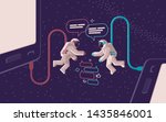 two astronauts communicate in... | Shutterstock .eps vector #1435846001