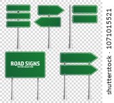 road green traffic sign. blank... | Shutterstock .eps vector #1071015521