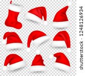christmas santa claus hats with ... | Shutterstock .eps vector #1248126934