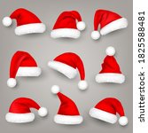 christmas santa claus hats with ... | Shutterstock .eps vector #1825588481