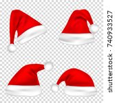 christmas santa claus hats set. ... | Shutterstock .eps vector #740933527