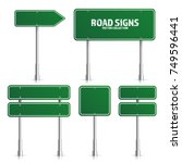road green traffic sign. blank... | Shutterstock .eps vector #749596441