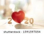 red heart shape in 2020 text... | Shutterstock . vector #1591597054