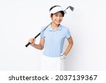 young vietnamese golfer woman... | Shutterstock . vector #2037139367